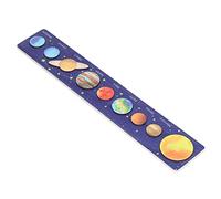 EMUKOEP Wood Solar System Board, Model of The Solar System, Blue Long Back, Science, Wood Educational, PUZ Schools for Boys and Girls (Yellow Sun)