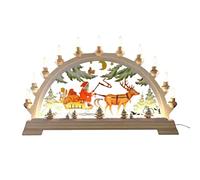 EMUKOEP Wooden Christmas Decoration, Battery Operated, Illuminated LED Candle Bridge, Warm White, 11 Candles, Acrylic, Stable Stand for Table Decoration (EMUKOEP3d1g478tbh-10318940)