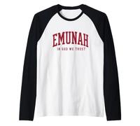Emunah Hebrew Faith Jewish Believe in God We Trust Hashem Raglan Baseball Tee