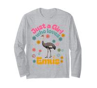 Emus Bird Funny Just a Girl who Love emu mom Daughter Niece Long Sleeve T-Shirt