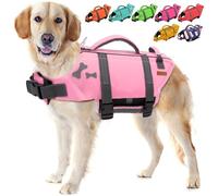 EMUST Dog Life Jacket, Dogs Life Vests for Swimming, Beach Boating Pool with High Buoyancy, Bright Color Dog Flotation Vest, SakuraPink, L