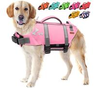EMUST Dog Life Jacket, Lightweight Dog Life Vests with Thickened Rescue Handle for Large Dogs, Pet Safety Swimsuit Preserver for Swimming Pool Beach Boating, SakuraPink, XXL