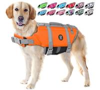 EMUST Dog Life Jacket with Rescue Handle, Adjustable Flotation Vest for Small to Large Dogs, New Orange