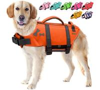 EMUST Dog Life Jackets, Dog Life Vests for Swimming, Beach Boating with High Buoyancy, Dogs Flotation Vest for Small/Medium/Large Dogs, S, NewOrange