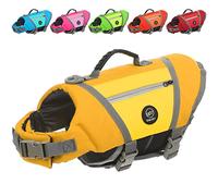 EMUST Dog Life Jackets, Durable Dog Life Jackets for Swimming, Boating with High Visibility, Stylish Dog Swimsuit with D-Ring for Dog Leash for Swimming, Boating, Kayaking, Yellow, XL