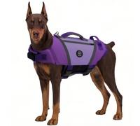 EMUST Dog Life Jackets, Durable Pet Life Jackets for Swimming, Boating with High Visibility, Stylish Dog Swimsuit with D-Ring for Swimming, Boating, Kayaking, Purple, XL