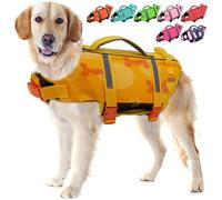 EMUST Dog Life Jackets, Life Vests for Swimming, Beach Boating with High Buoyancy, Dog Flotation Vest for Small/Medium/Large Dogs, S, OrangeBone