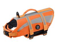 EMUST Dog Life Vests, Adjustable Dog life jackets for Small Dogs with Enhanced Buoyancy, Small Dog Flotation Vest with Durable Rescue Handle, NewOrange, XS
