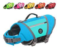 EMUST Dog Life Vests for Boating, Water-Resistant Dog Swimming Vest with Rescue Handle, Comfortable Fit Dogs Life Jacket Medium with D-Ring for Dogs Leash for Rafting, Surfing, Canoeing, Blue, M