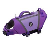 EMUST Dog Life Vests for Swimming, Adjustable Dog Life Jackets for Small Dogs with Hook & Loop, Reflective Dogs Swim Vest with Quick-Release Buckles for Bulldogs, Dachshunds, Corgis, Purple, S