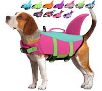 EMUST Shark Life Jackets for Dogs, Adjustable Ripstop Dog Life Vest with Rescue Handle, Safety Vest for Swimming Pool, Beach, Boating, (L, PinjiePink)