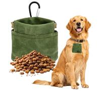 EMUTOL Portable Dog Treat Pouch, Magnetic Closure Dog Walking Snack Bag with Carabiner Design, Can Be Hung on Waist or Leash, Hands-Free for Dog Training & Walking (Dgreen)