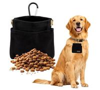 EMUTOL Portable Dog Treat Pouch, Magnetic Closure Dog Walking Snack Bag with Carabiner Design, Can Be Hung on Waist or Leash, Hands-Free for Dog Training & Walking (Black)