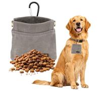 EMUTOL Portable Dog Treat Pouch, Magnetic Closure Dog Walking Snack Bag with Carabiner Design, Can Be Hung on Waist or Leash, Hands-Free for Dog Training & Walking (Gray)