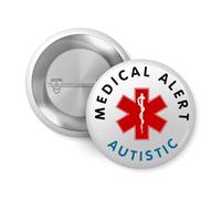 EMUWORKS Autistic Medical Alert Logo Badge 1in 25mm - Autism Awareness Pinback Badge for Safe Travel - Ideal for Sunflower Lanyard, Autism Lanyard, Medical ID, Autism Badge, 25mm Badge