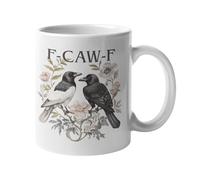 EMUWorks F-CAW-F Coffee Cup with Black Bird Ceramic Coffee Mug 11oz - Stocking Fillers, Funny Gift for Men, Halloween Mug, The Crow Gothic Theme, Rude Gift, Novelty Gifts for Men