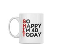 EMUWorks Gifts for Men - 11 oz Ceramic Travel Coffee Mug - 40th Birthday for Men & Women - Happy Birthday Novelty Mug - Funny Gifts for Dad, Husband, Teacher - Rude Joke Gift Idea (So Happy I'm 40)