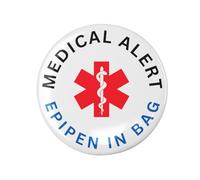 Emuworks Medical Alert Badges - Epipen in Bag Awareness Hidden Disability Badge , Medical ID Epipen in Bag Aids Pinback Button , Emergency Alert Badge Small 1inch 25mm