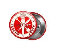 EMUWORKS Political Memorabilia Election Badges - Vintage Labour Party Liberty Iconic Pin Button Badge, 1940's Period Membership Badge, With Liberty Written Across, Size Small 1inches 25mm