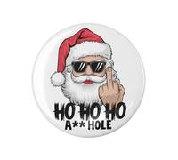 EMUWORKS Rude Santa Badge Offensive Christmas Decorations for Secret Santa Stocking Fillers Pinback Xmas Gifts Secure Fit Pin Badges for Christmas Crackers Offensive Gift (59mm | Large)