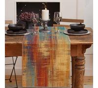 Emvency Blue and Orange Table Runner, Vintage Abstract Messy Rust Painting Dining Decor for Kitchen Coffee Table Family Dinners Holiday Parties Wedding Events Decor(13x72 inch)