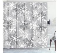 Emvency Romantic Scene with Various Snowflakes Grey Snow Scattered Shower Curtain, Waterproof Fabric Bathroom Shower Curtain Set with 12 Hooks 72"X72"