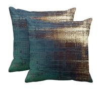 Emvency Set of 2 Abstract Throw Pillow Covers Vintage Teal White and Blue Messy Rust Painting Decorative Pillow Cases Home Decor Standard Square 20x20 Inches Pillowcases, XHF0311033-SD2-25