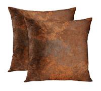 Emvency Set of 2 Throw Pillow Covers Case Brown Copper Old Rusty Metal High Resolution Orange Rustic Decorative Pillowcase Cushion Cover for Sofa Bedroom Car 16 x 16 Inches, PTR383195377-SD2-26