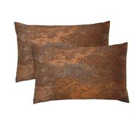Emvency Set of 2 Throw Pillow Covers Case Brown Copper Old Rusty Metal High Resolution Orange Rustic Decorative Pillowcase Cushion Cover for Sofa Bedroom Car 12 x 20 Inches