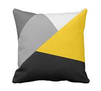 Emvency Throw Pillow Cover Simple Modern Gray Yellow and Black Geo Decorative Pillow Case Geometric Home Decor Square 20x20 Inch Cushion Pillowcase