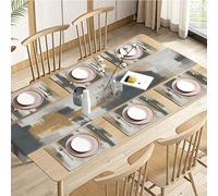 Emvency Vintage Grey Table Runner and Placemats Set of 6, Abstract Dark Gray Brown Decorations for Indoor Outdoor Dining Decor(1 Table Runner 72 inches Long and 6 Placemats)