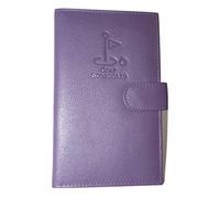 EMVY Leather Golf Scorecard Holder - Premium Soft Leather - Fits UK & European Golf Scorecards - With Pencil Loop & Secure Tab Closure - Black or Purple