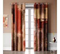 Emwnodti Burnt Orange Blackout Curtains, Abstract Brown Black Modern Window Drapes 2 Panels for Bedroom Living Room, Grommet Top Room Darkening Curtains Home Decor 52'' x 84''