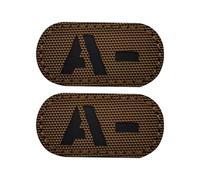 EmWoot 2PCS Blood Type A- Patches IR Infrared Reflective Laser Cut Patch Tactical Morale Patch Hook and Loop(2×1 inch Brown)