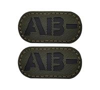 EmWoot 2PCS Blood Type AB- Patches IR Infrared Reflective Laser Cut Patch Tactical Morale Patch Hook and Loop(2×1 inch Army Green)