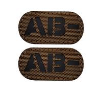 EmWoot 2PCS Blood Type AB- Patches IR Infrared Reflective Laser Cut Patch Tactical Morale Patch Hook and Loop(2×1 inch Brown)