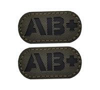 EmWoot 2PCS Blood Type AB+ Patches IR Infrared Reflective Laser Cut Patch Tactical Morale Patch Hook and Loop(2×1 inch Army Green)