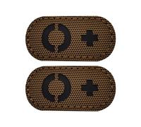 EmWoot 2PCS Blood Type O+ Patches IR Infrared Reflective Laser Cut Patch Tactical Morale Patch Hook and Loop(2×1 inch Brown)