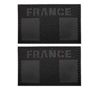 EmWoot 2PCS France French Flag Patches IR Infrared Reflective Laser Cut Tactical Morale Patch Hook and Loop(Black)