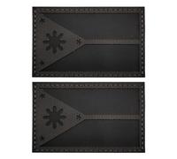 EmWoot 2PCS Philippines Philippine Flag Patches IR Infrared Reflective Laser Cut Tactical Morale Patch Hook and Loop(Black Grey)