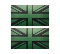 EmWoot 2PCS UK United Kingdom Britain Flag Patches 3.5×2 inch IR Infrared Reflective Laser Cut Tactical Morale Patch Hook and Loop(Green 01)