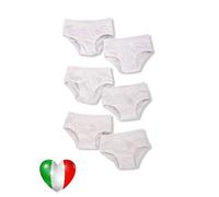EMY Girls briefs, 6 pack, underwear for girls, 2-3-4-5-6-7-8-9-10-11-12 years, elastic cotton simple soft elastic Italy Kids White , 8 Years