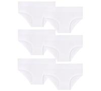 EMY Girls' Briefs Pack of 6 Underwear for Girls 2-3-4-5-6-7-8-9-10-11-12 Years Elastic Cotton Plain Soft Elastic Colours Italy Children - White - 5 Years