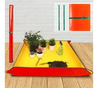 Emycool 39.5" x 39.5" Extra Large Repotting Mat for Indoor Plants Transplanting and Mess Control, Waterproof Potting Soil Mat Portable Potting Tray Gardening Gift for Women, Orange