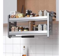 EMYJAY Cabinet Pull-Down Shelving System, 2-Tier Pull-Out Shelf, Kitchen Wall Storage (Color: Grå, Size: 500)