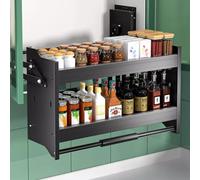EMYJAY Pull-Out Cabinet Organizer, Pull-Down Cabinet Wall Mounted Blind Pull-Down Dish And Spice Rack System For Kitchen Storage (Color : Noir, Size : 700)