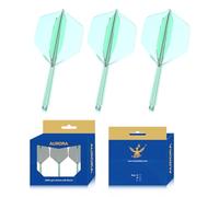 EMYTH Aurora Transparent Integrated Dart Flights and Shafts, No.2 Shape and Design, Available in Small, Medium & Large - Set of 3 | Professional Dart Accessories (Blue, L)