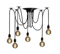 EmyTock Classic Spider pendent Lamps, Ajustable DIY Ceiling Spider Light E27, Rustic Chandelier, Industrial Hanging Light Dining Hall Bedroom Hotel Decoration, 6 Arms(Each with 2m Wire)