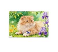 EMYXPAQM American Curl Cat Canvas Wall Art Flower Bush Printed on Canvas Modern for Living Room Home Office Decor Gift 20x30inch(50x75cm)