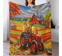 EMYXPAQM American Curl Cat Fleece Throw Blanket for Couch Sofa Bed All Season Tractor Farm Pattern Blanket Comfort Warmth Flannel Creative Gift for Women Girls Birthday 50x60inch(127x152cm)